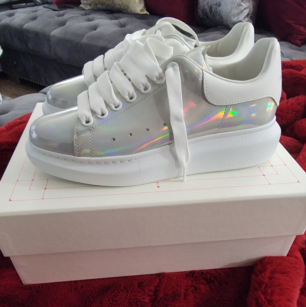 Alexander McQueen Iridescent White Sneakers
